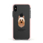 Australian Silky Terrier Personalised Apple iPhone Xs Impact Case Pink Edge on Black Phone