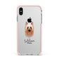 Australian Silky Terrier Personalised Apple iPhone Xs Max Impact Case Pink Edge on Silver Phone