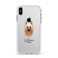 Australian Silky Terrier Personalised Apple iPhone Xs Max Impact Case White Edge on Silver Phone