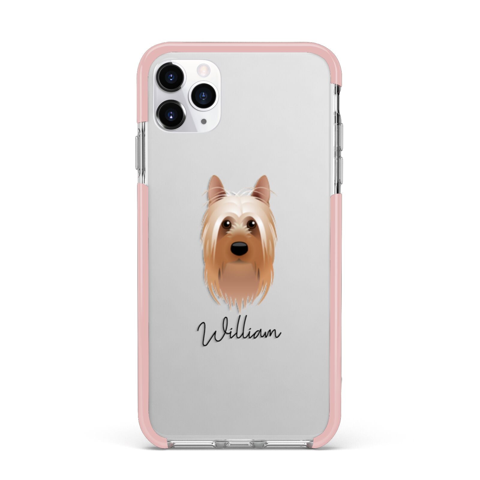 Australian Silky Terrier Personalised iPhone 11 Pro Max Impact Pink Edge Case
