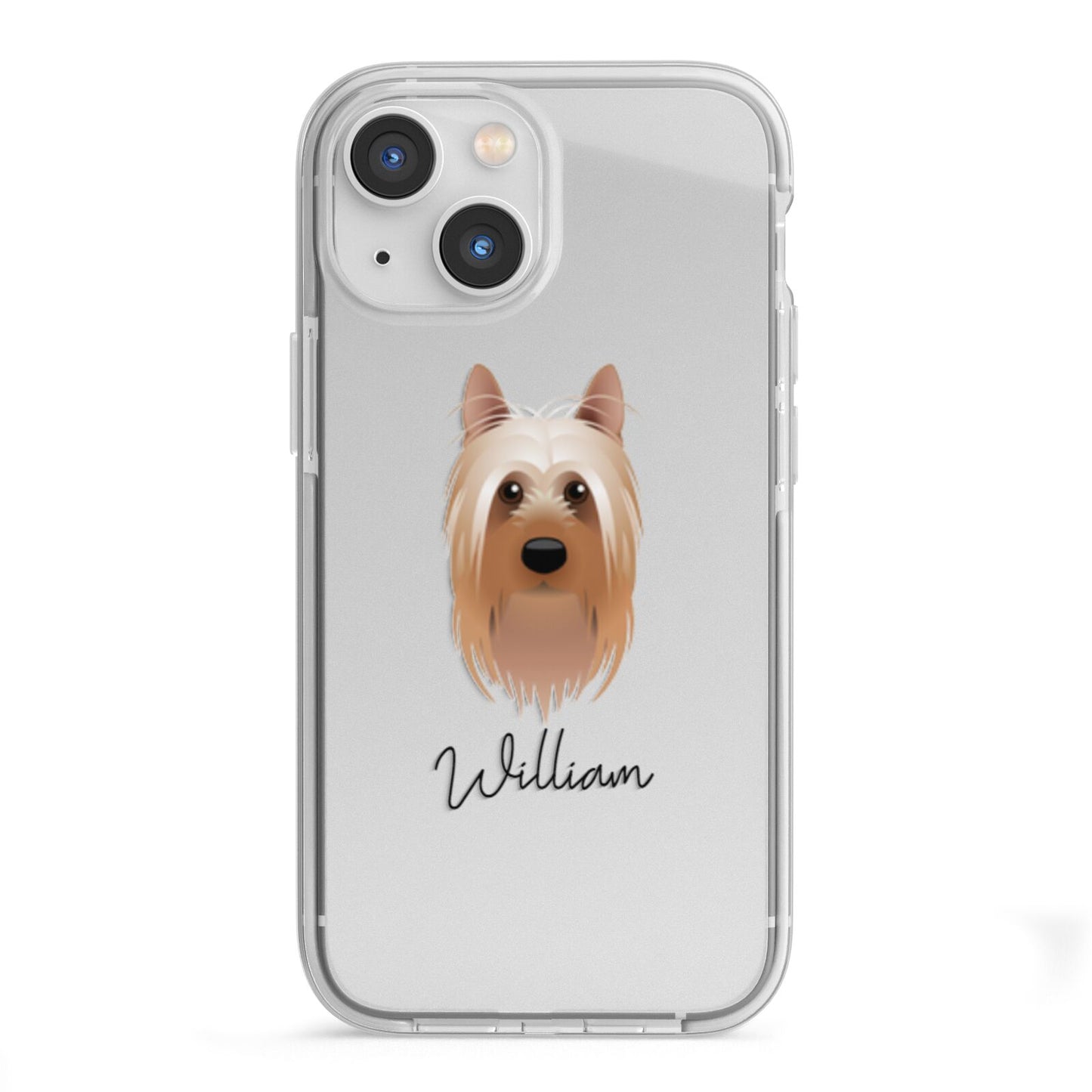 Australian Silky Terrier Personalised iPhone 13 Mini TPU Impact Case with White Edges