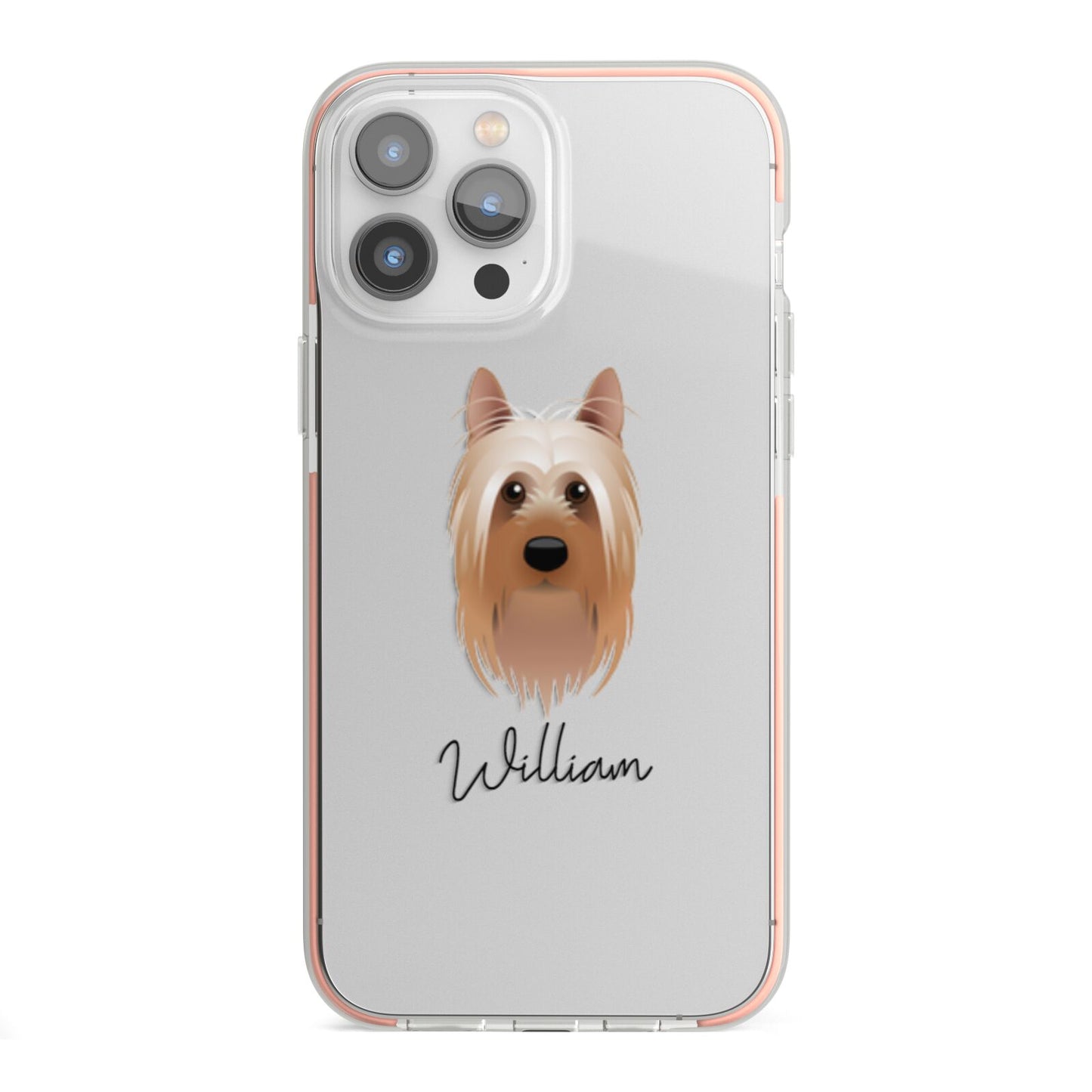Australian Silky Terrier Personalised iPhone 13 Pro Max TPU Impact Case with Pink Edges