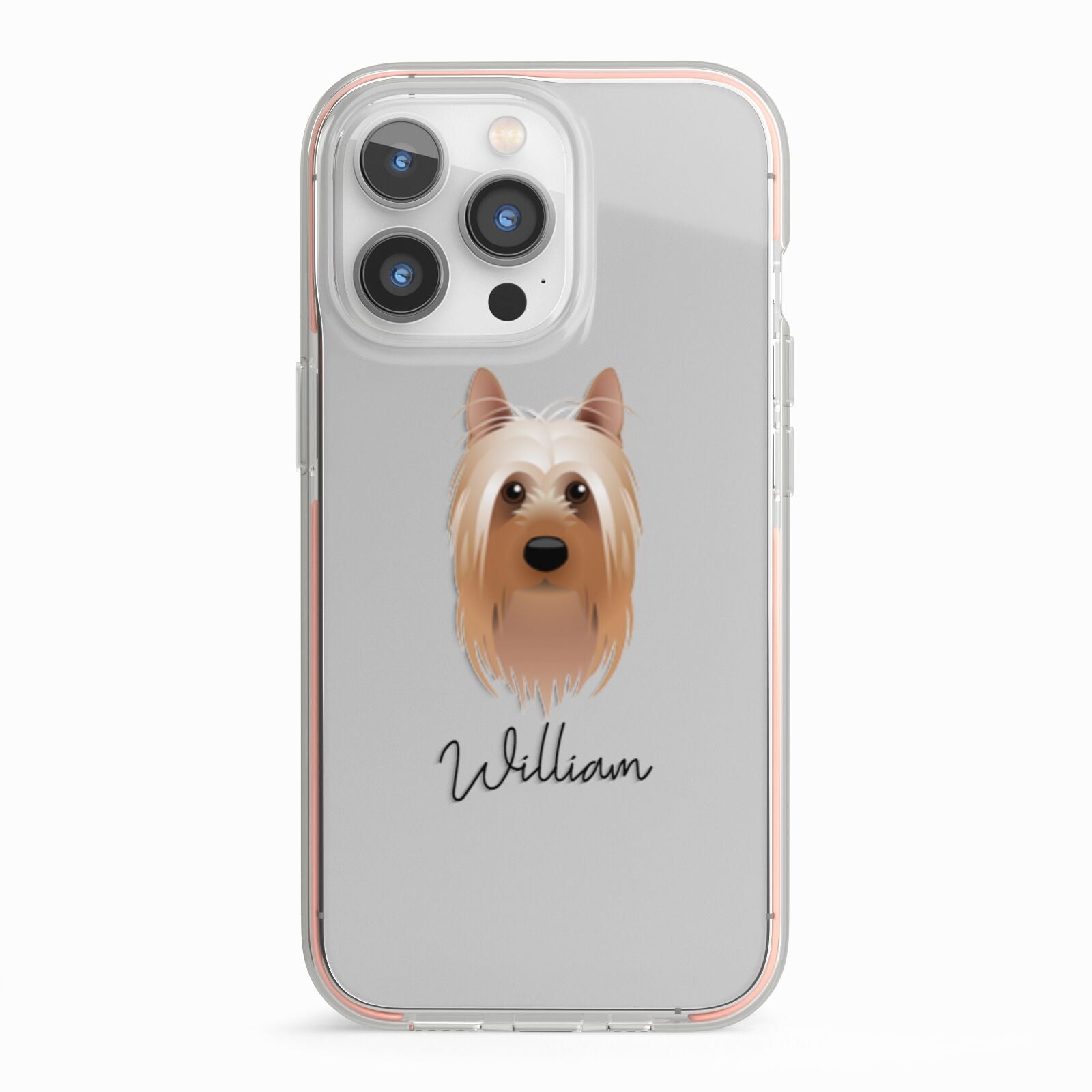 Australian Silky Terrier Personalised iPhone 13 Pro TPU Impact Case with Pink Edges