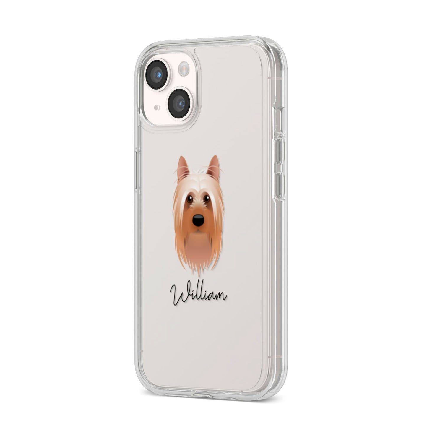 Australian Silky Terrier Personalised iPhone 14 Clear Tough Case Starlight Angled Image