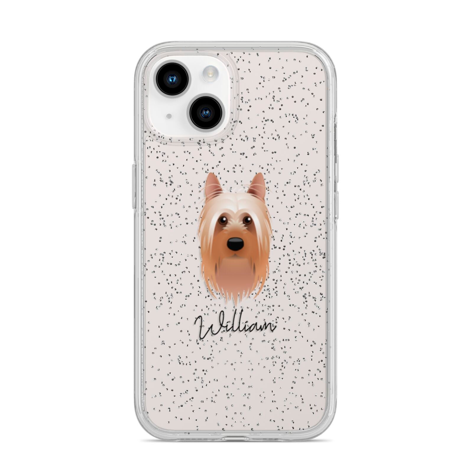 Australian Silky Terrier Personalised iPhone 14 Glitter Tough Case Starlight