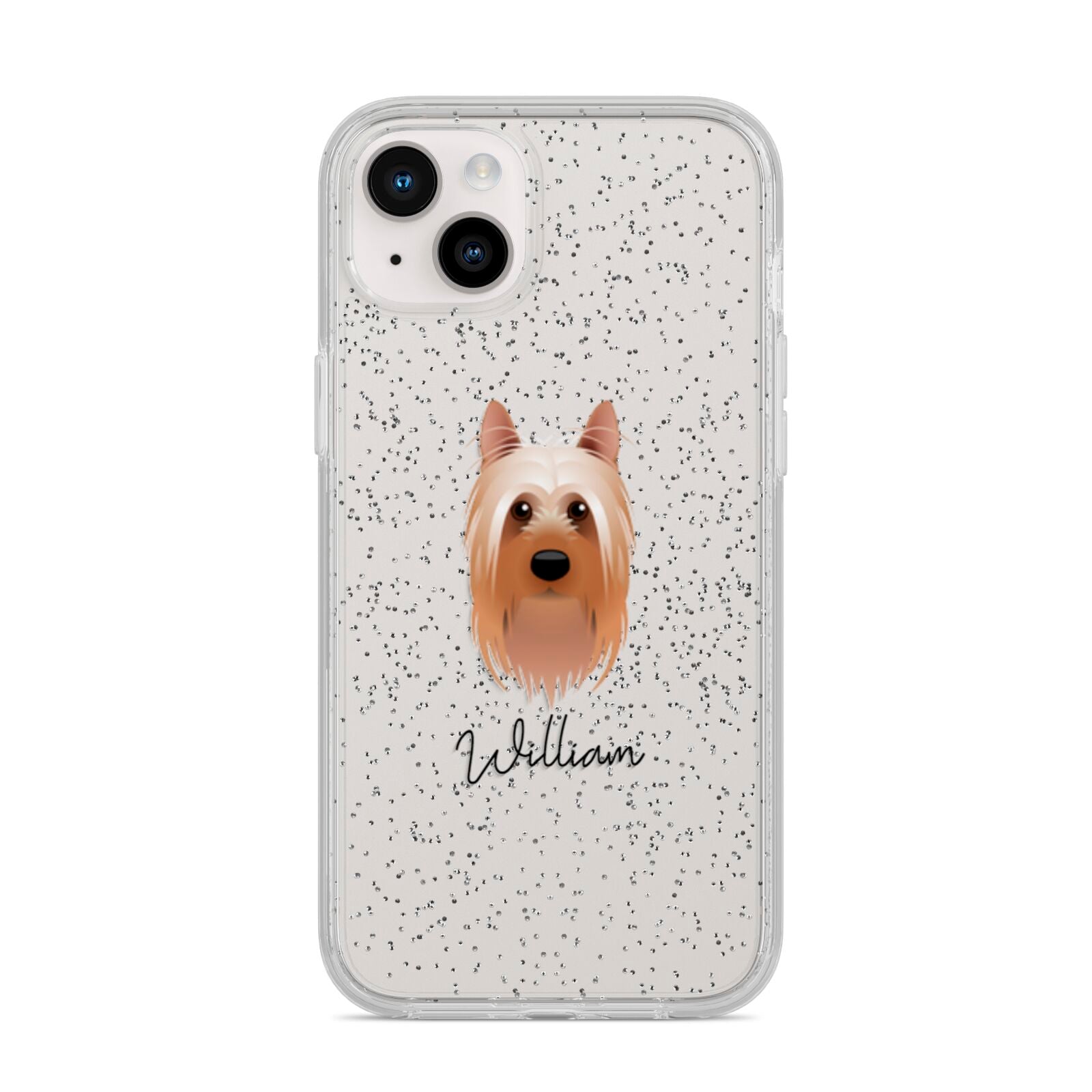 Australian Silky Terrier Personalised iPhone 14 Plus Glitter Tough Case Starlight