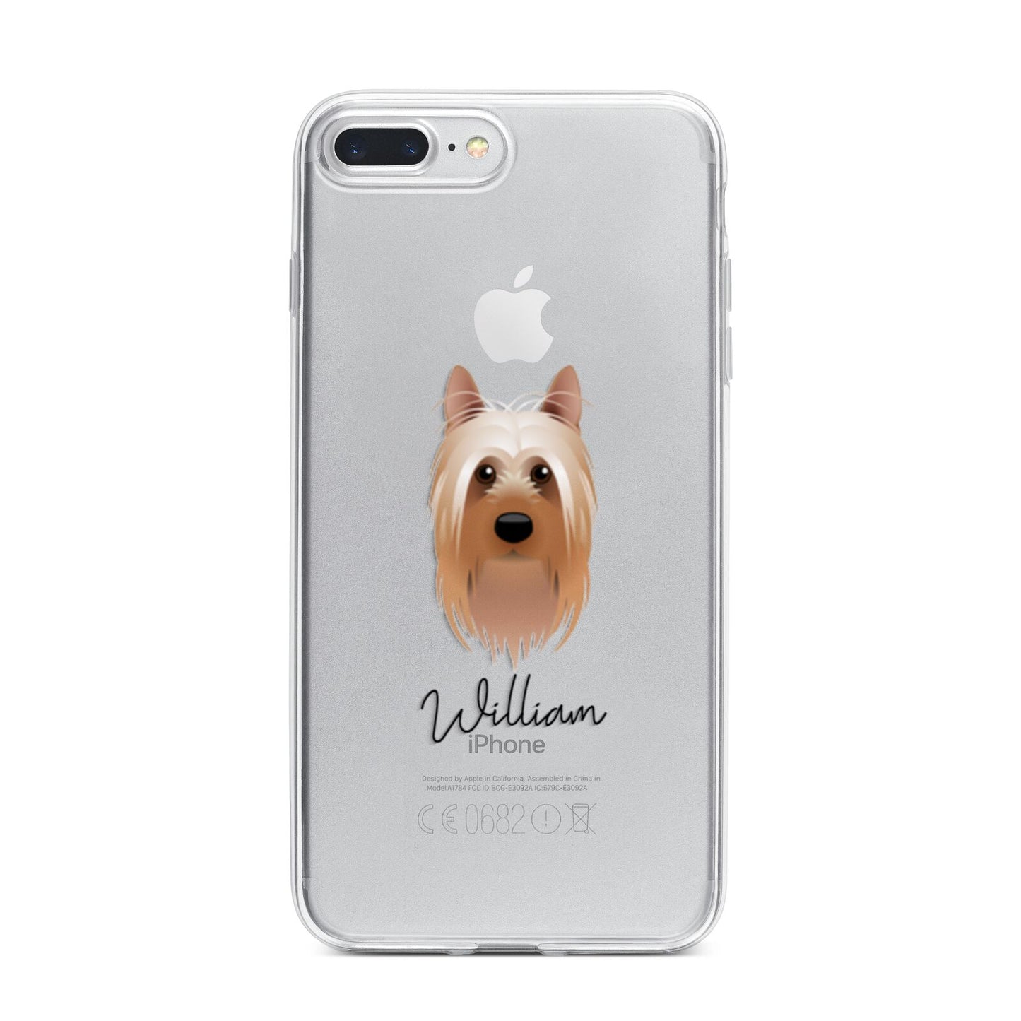 Australian Silky Terrier Personalised iPhone 7 Plus Bumper Case on Silver iPhone