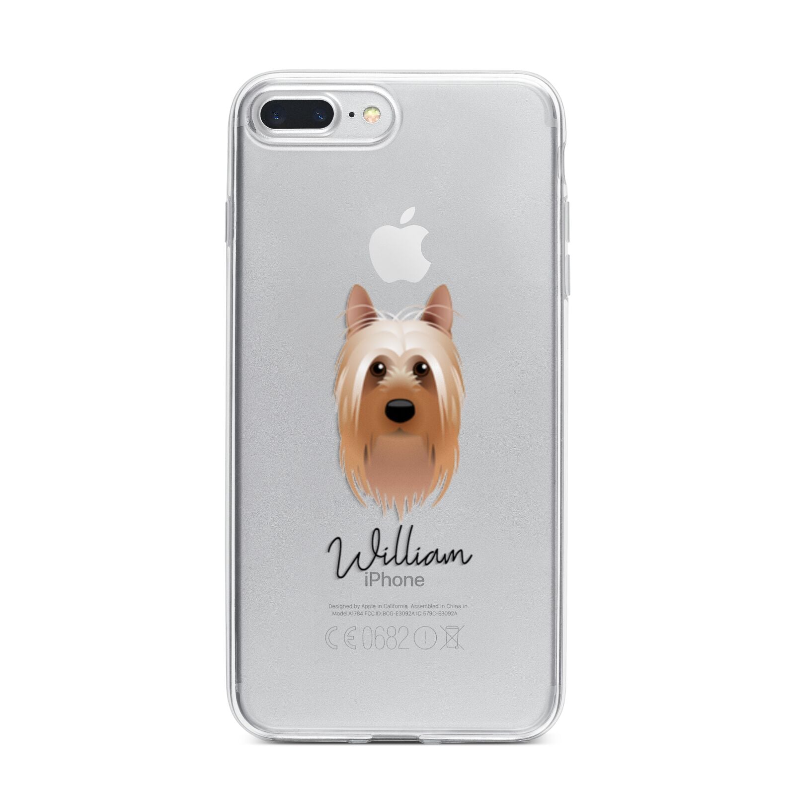 Australian Silky Terrier Personalised iPhone 7 Plus Bumper Case on Silver iPhone