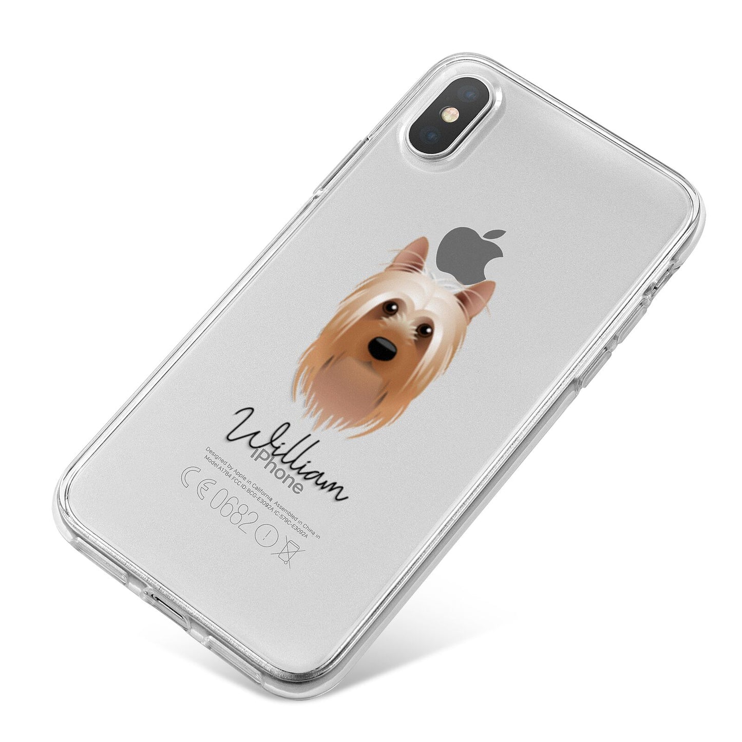 Australian Silky Terrier Personalised iPhone X Bumper Case on Silver iPhone