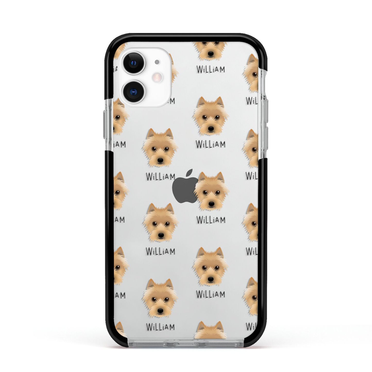 Australian Terrier Icon with Name Apple iPhone 11 in White with Black Impact Case