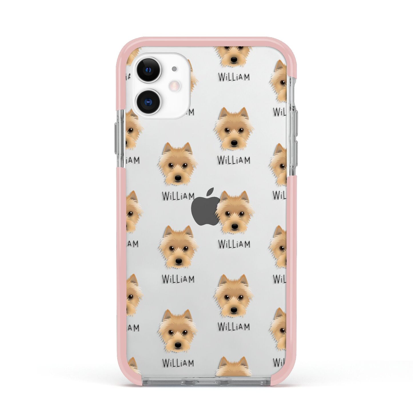 Australian Terrier Icon with Name Apple iPhone 11 in White with Pink Impact Case