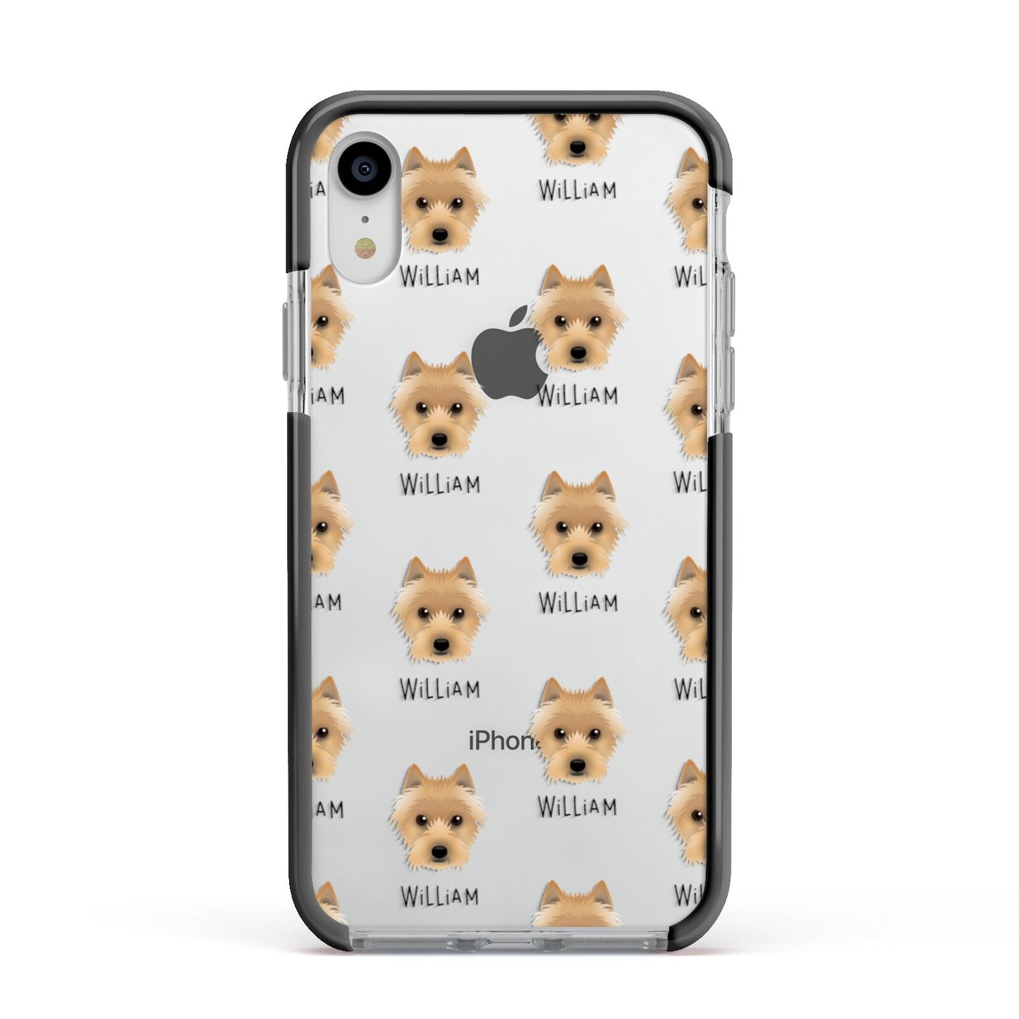 Australian Terrier Icon with Name Apple iPhone XR Impact Case Black Edge on Silver Phone