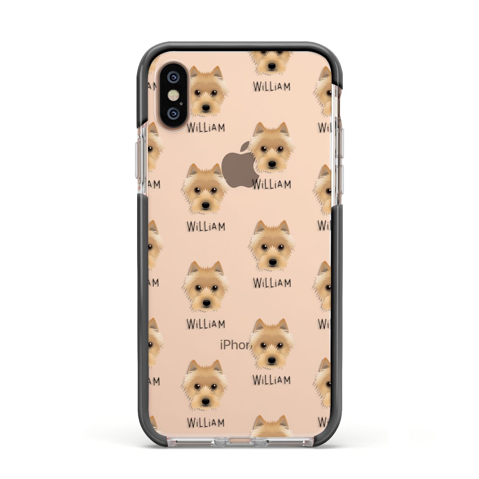Australian Terrier Icon with Name Apple iPhone Xs Impact Case Black Edge on Gold Phone