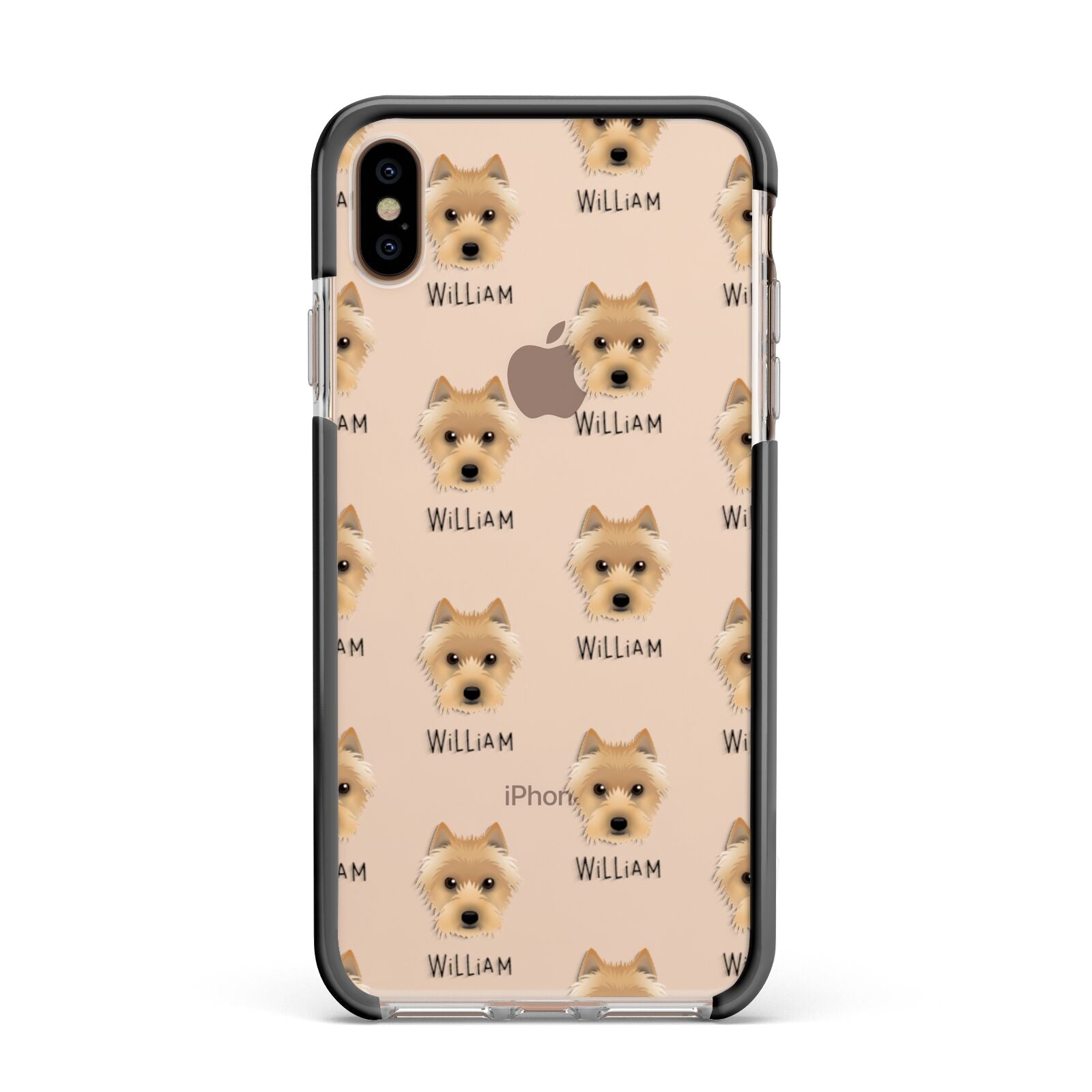 Australian Terrier Icon with Name Apple iPhone Xs Max Impact Case Black Edge on Gold Phone