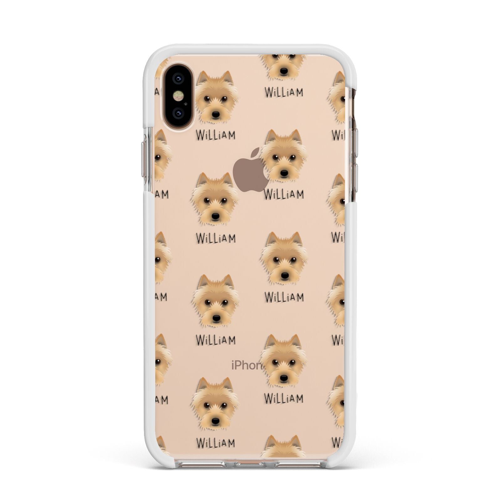 Australian Terrier Icon with Name Apple iPhone Xs Max Impact Case White Edge on Gold Phone