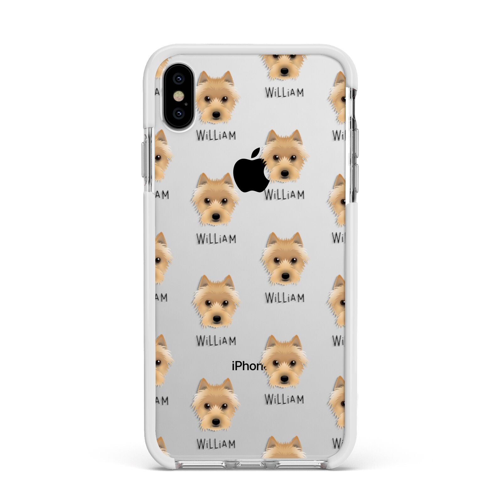 Australian Terrier Icon with Name Apple iPhone Xs Max Impact Case White Edge on Silver Phone