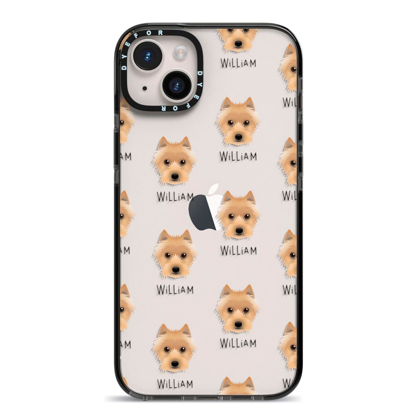 Australian Terrier Icon with Name iPhone 14 Plus Black Impact Case on Silver phone