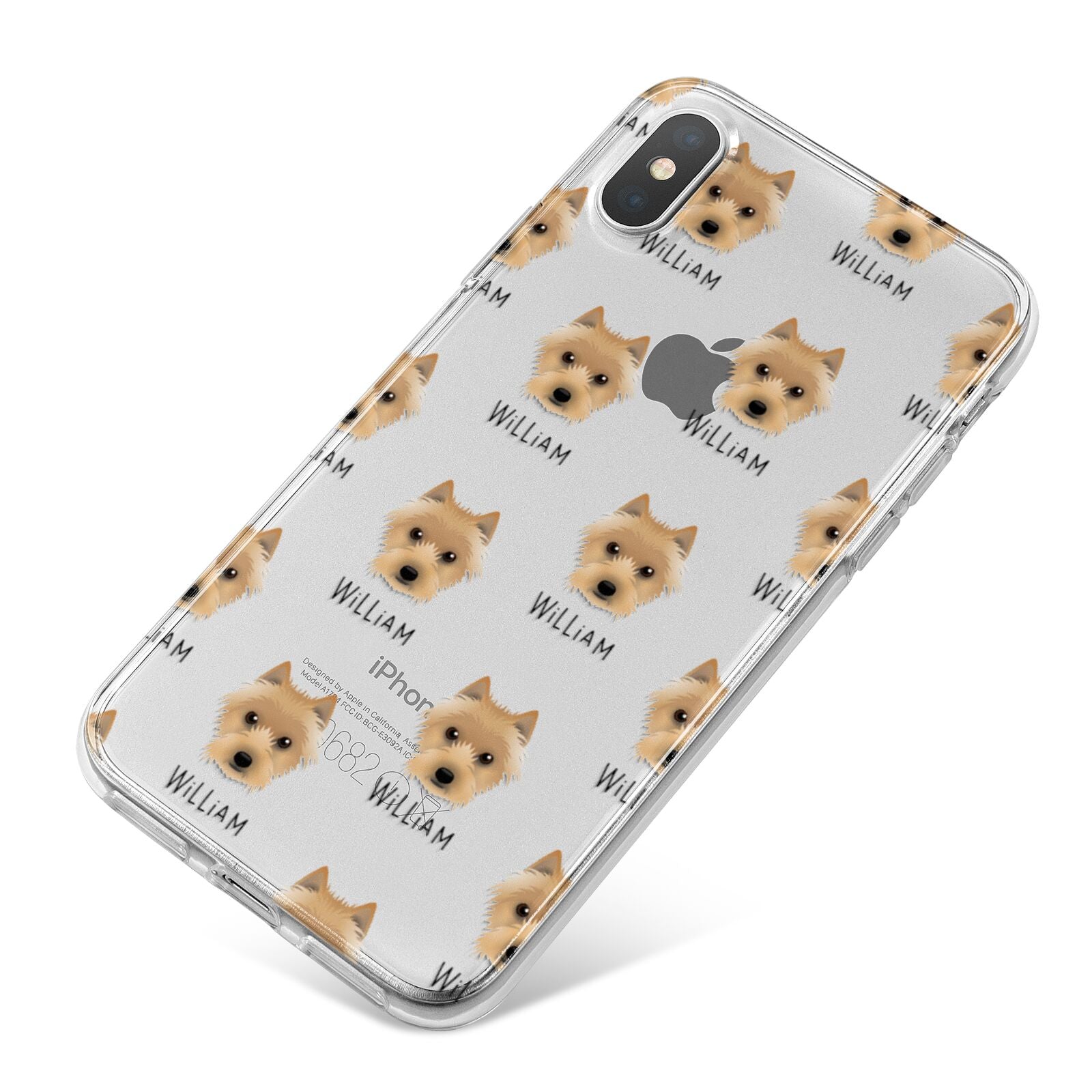 Australian Terrier Icon with Name iPhone X Bumper Case on Silver iPhone