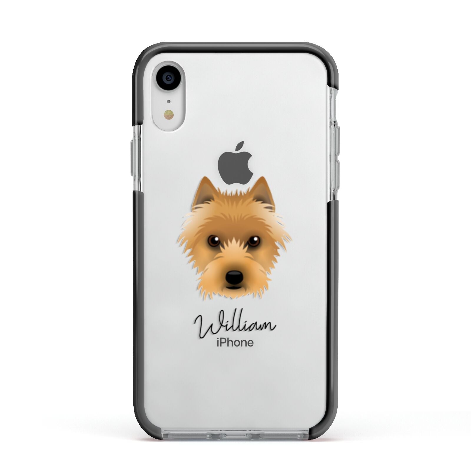 Australian Terrier Personalised Apple iPhone XR Impact Case Black Edge on Silver Phone