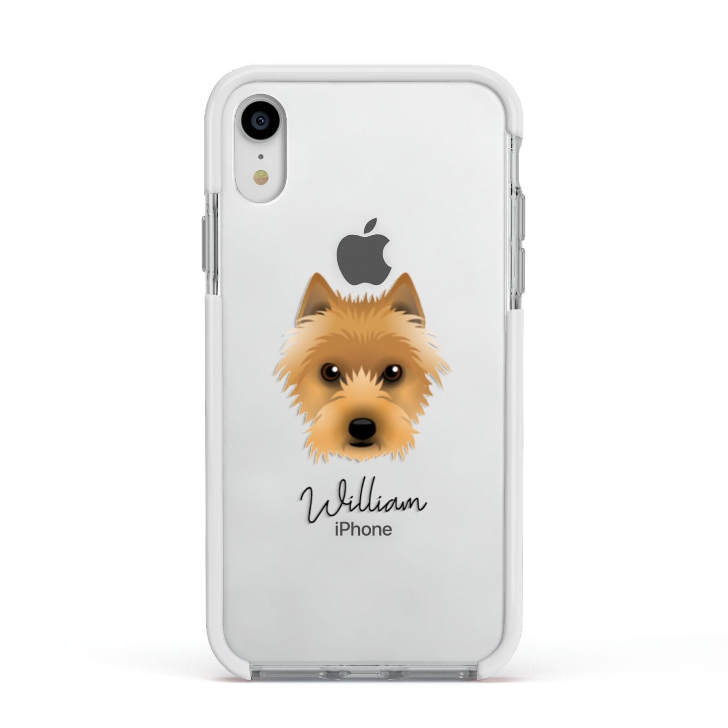 Australian Terrier Personalised Apple iPhone XR Impact Case White Edge on Silver Phone