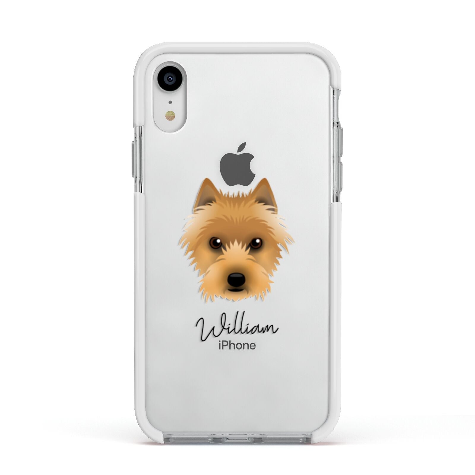 Australian Terrier Personalised Apple iPhone XR Impact Case White Edge on Silver Phone