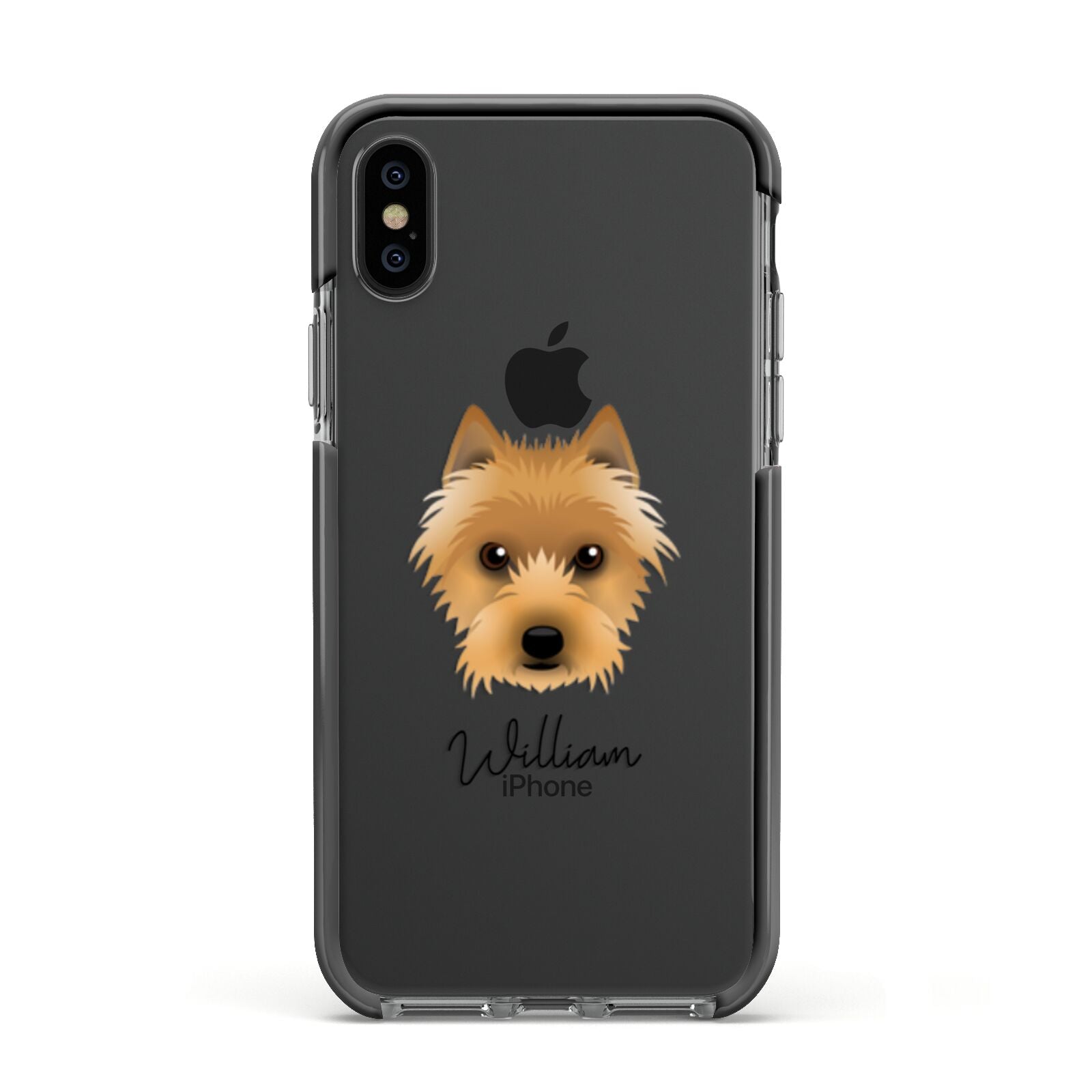 Australian Terrier Personalised Apple iPhone Xs Impact Case Black Edge on Black Phone