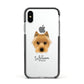 Australian Terrier Personalised Apple iPhone Xs Impact Case Black Edge on Silver Phone