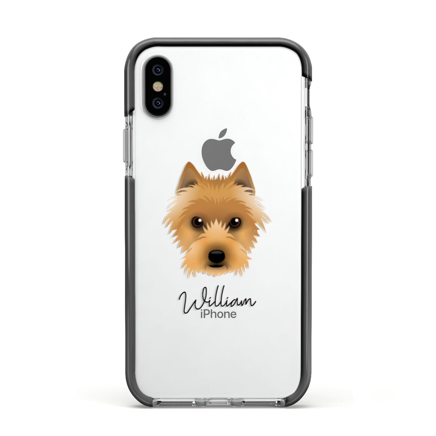 Australian Terrier Personalised Apple iPhone Xs Impact Case Black Edge on Silver Phone