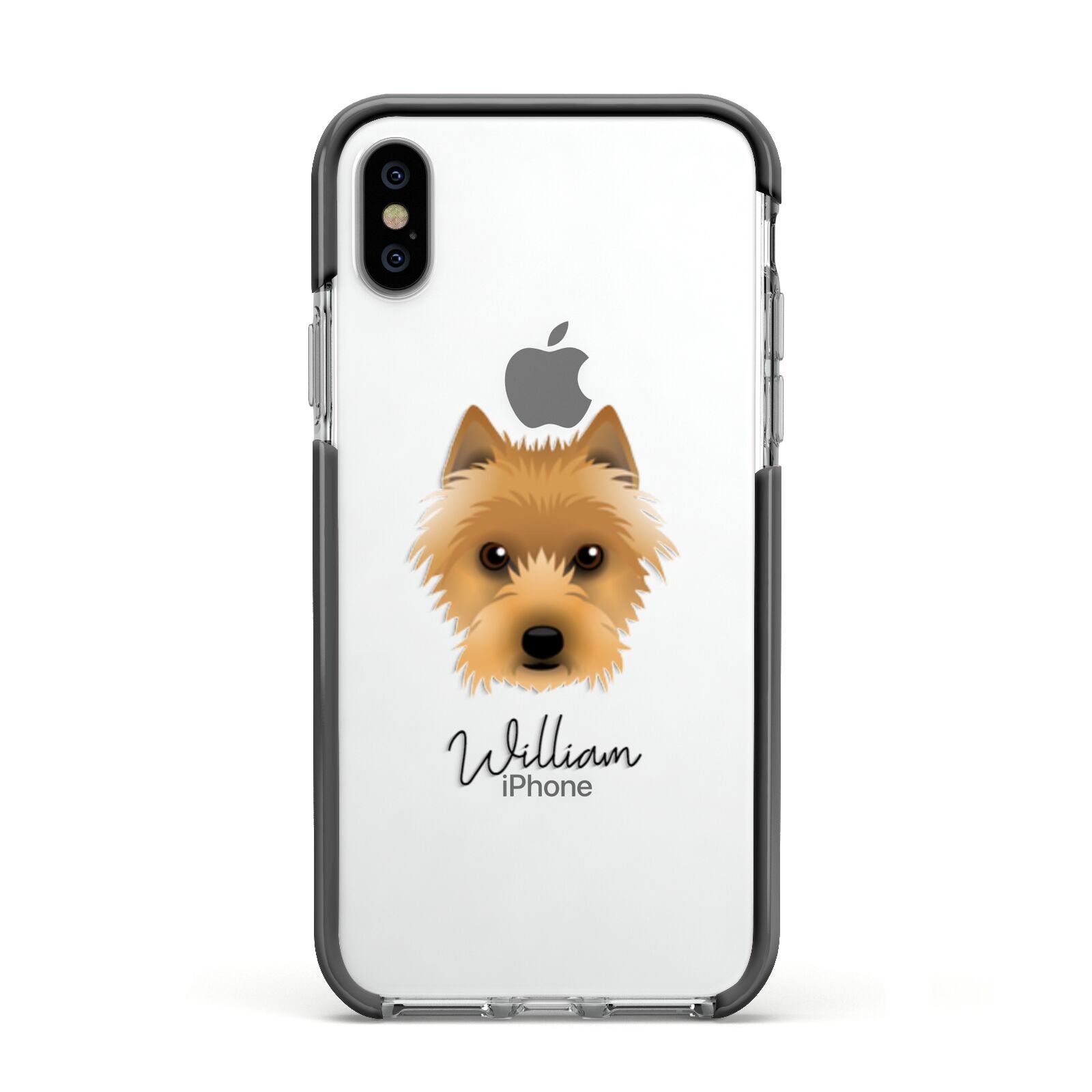 Australian Terrier Personalised Apple iPhone Xs Impact Case Black Edge on Silver Phone