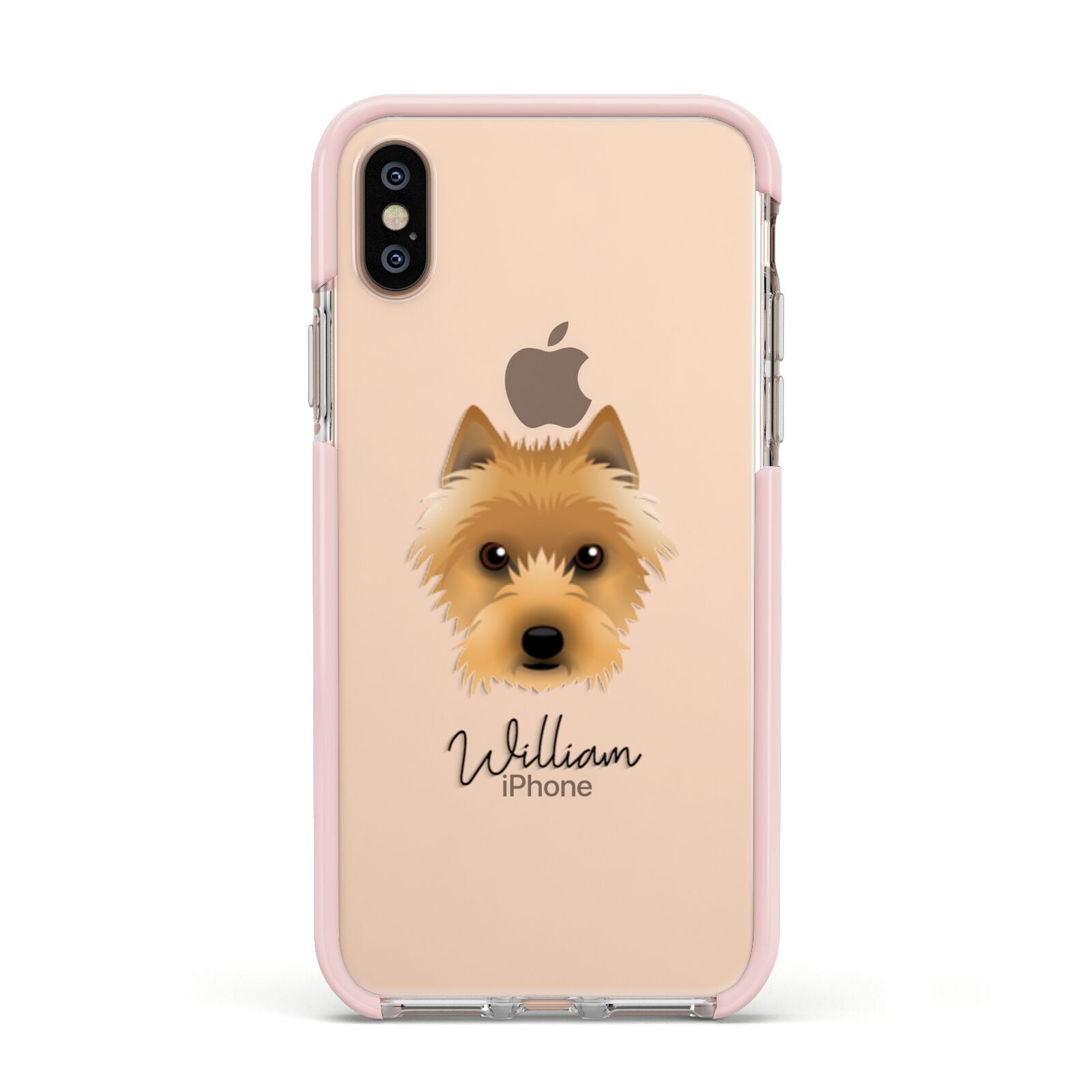 Australian Terrier Personalised Apple iPhone Xs Impact Case Pink Edge on Gold Phone