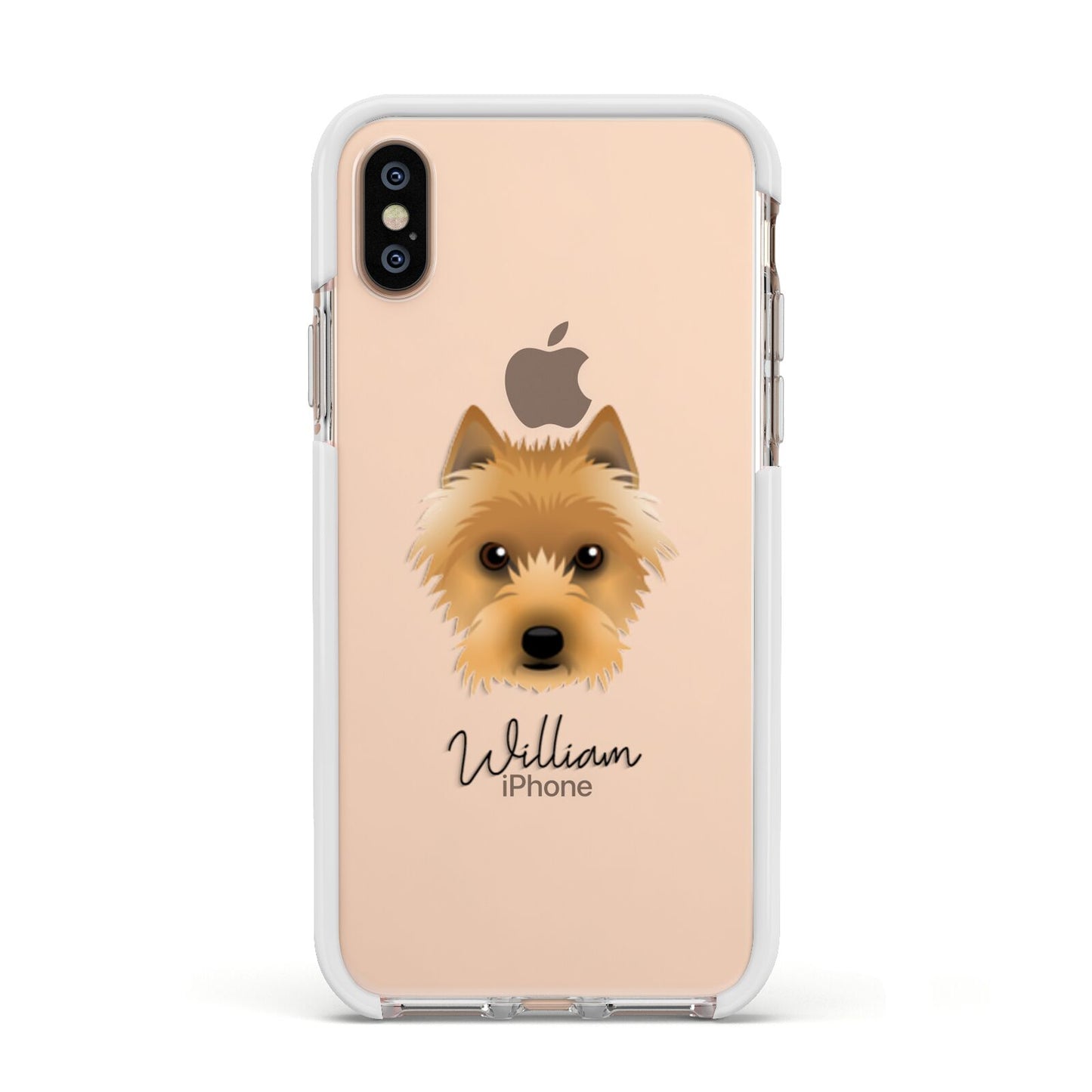 Australian Terrier Personalised Apple iPhone Xs Impact Case White Edge on Gold Phone