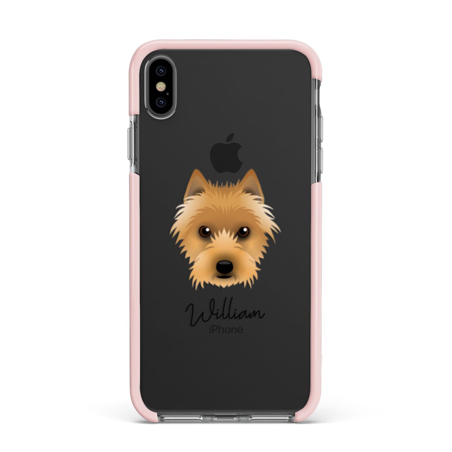 Australian Terrier Personalised Apple iPhone Xs Max Impact Case Pink Edge on Black Phone
