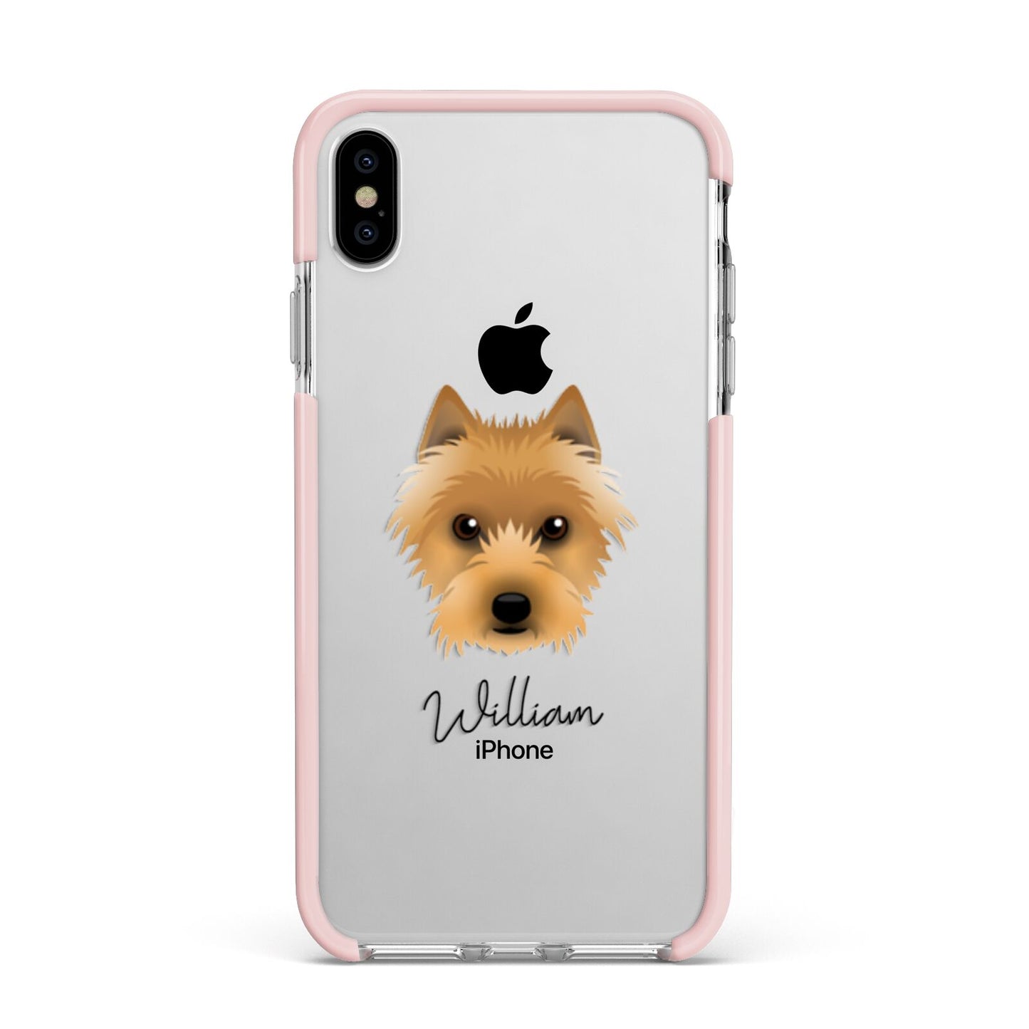 Australian Terrier Personalised Apple iPhone Xs Max Impact Case Pink Edge on Silver Phone