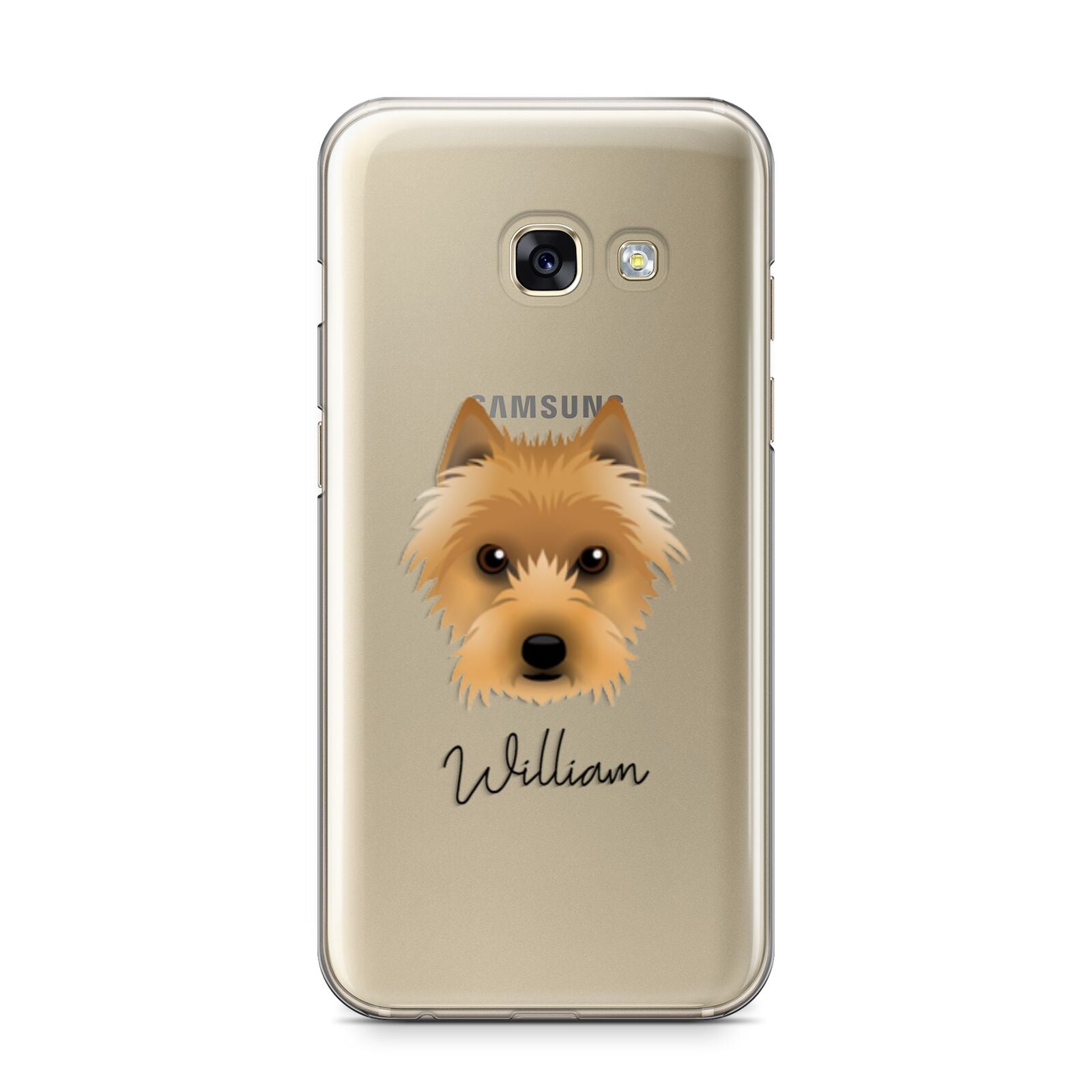 Australian Terrier Personalised Samsung Galaxy A3 2017 Case on gold phone
