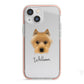 Australian Terrier Personalised iPhone 13 Mini TPU Impact Case with Pink Edges