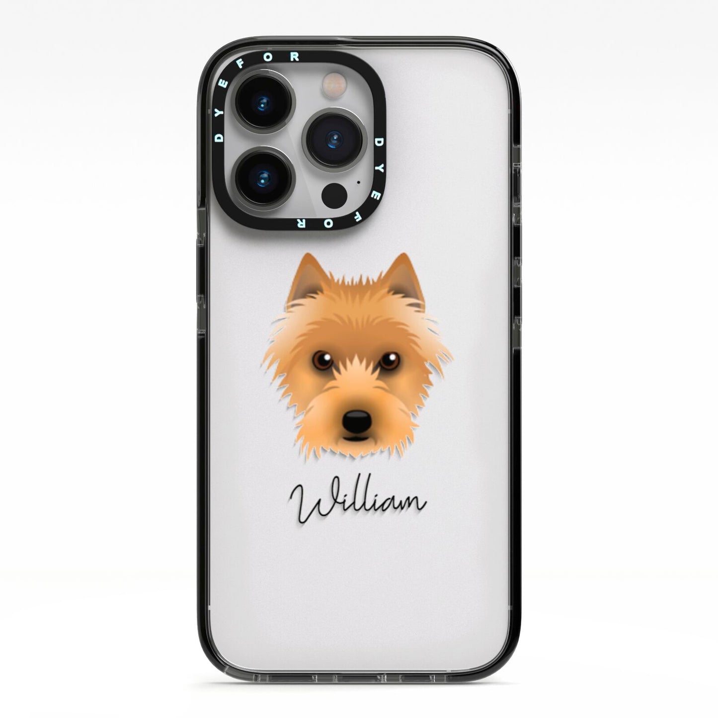 Australian Terrier Personalised iPhone 13 Pro Black Impact Case on Silver phone