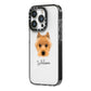 Australian Terrier Personalised iPhone 14 Pro Black Impact Case Side Angle on Silver phone
