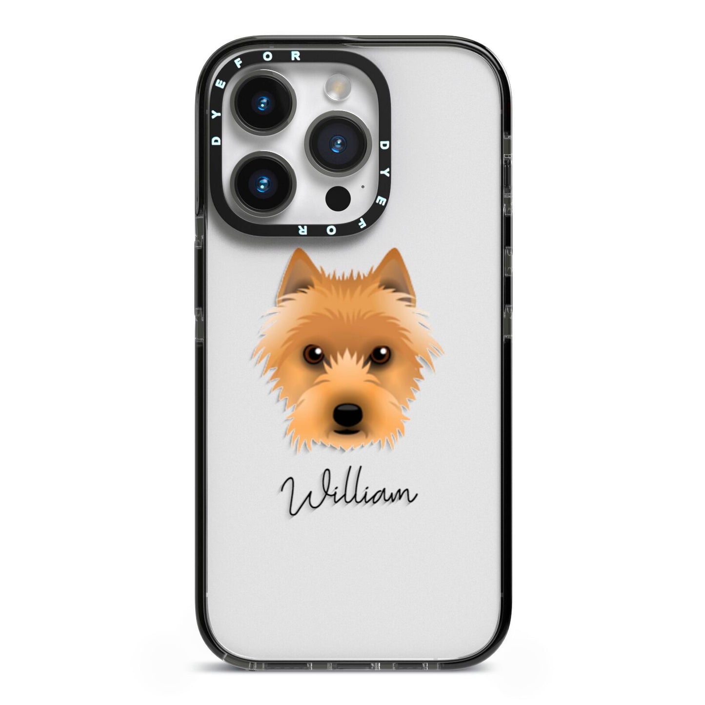 Australian Terrier Personalised iPhone 14 Pro Black Impact Case on Silver phone