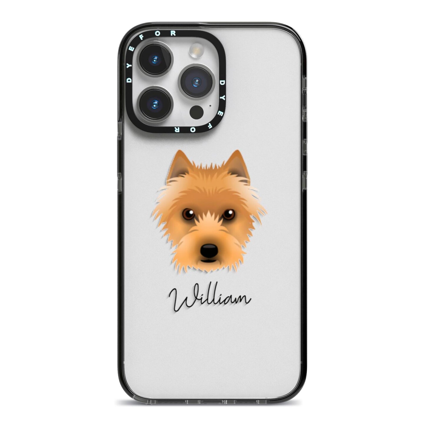 Australian Terrier Personalised iPhone 14 Pro Max Black Impact Case on Silver phone