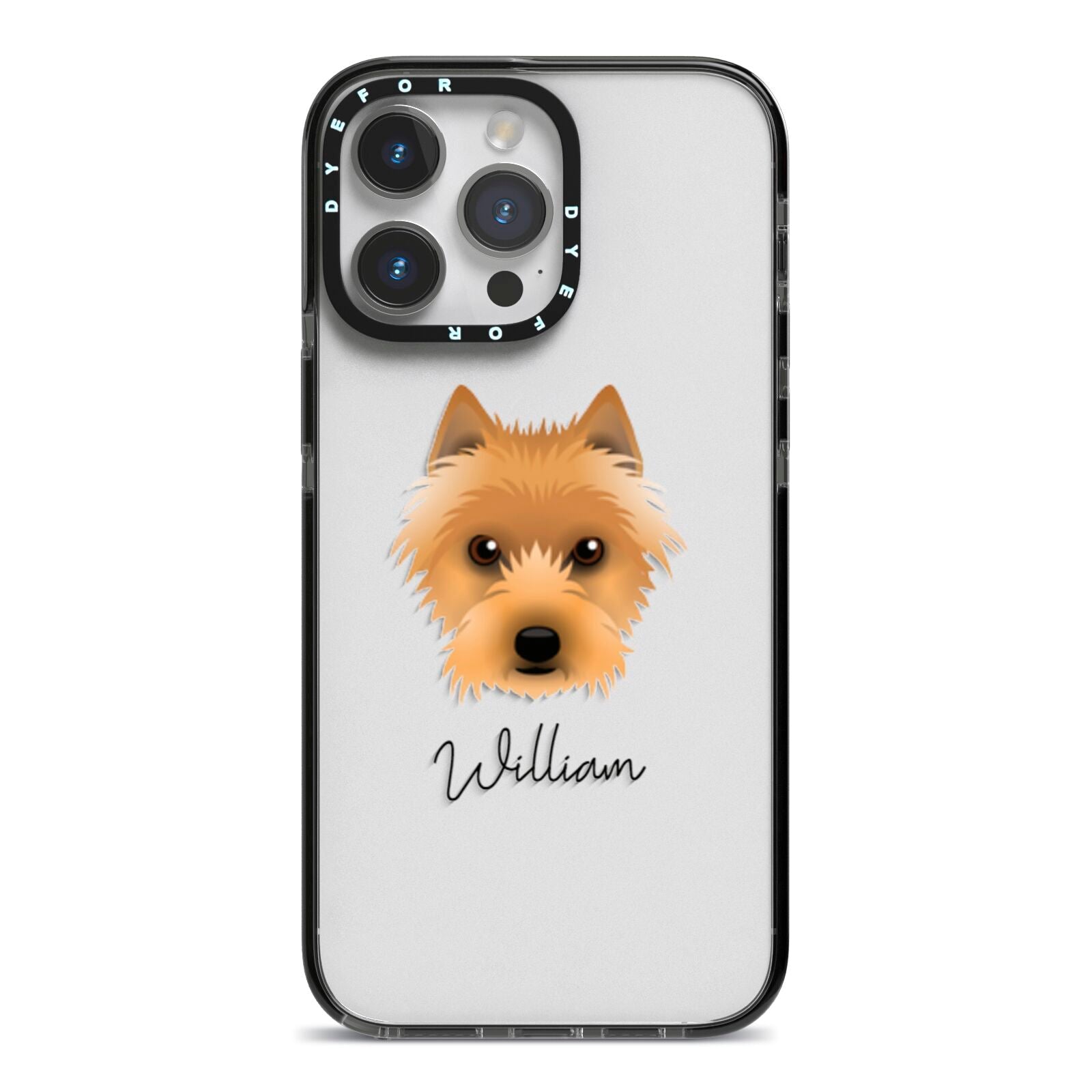Australian Terrier Personalised iPhone 14 Pro Max Black Impact Case on Silver phone