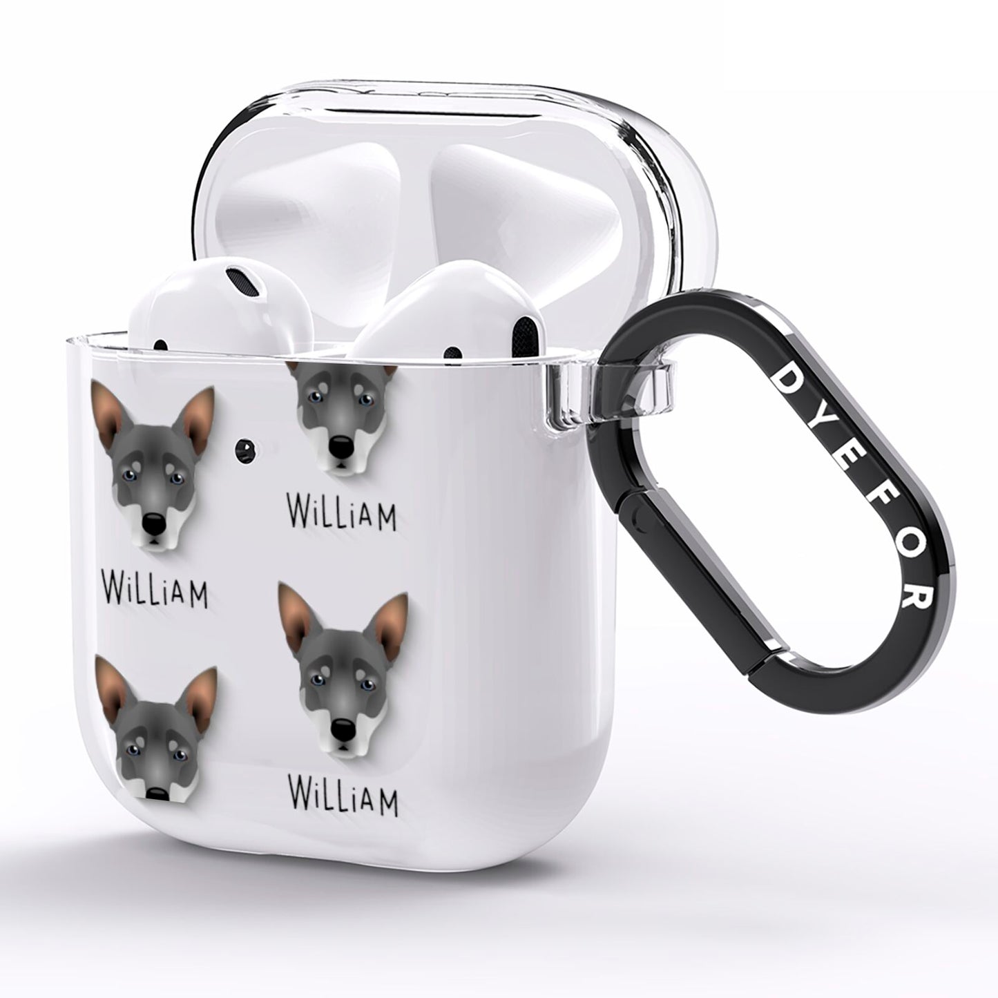 Australian Working Kelpie Icon with Name AirPods Clear Case Side Image