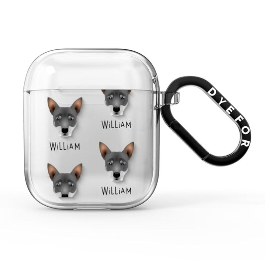 Australian Working Kelpie Icon with Name AirPods Clear Case