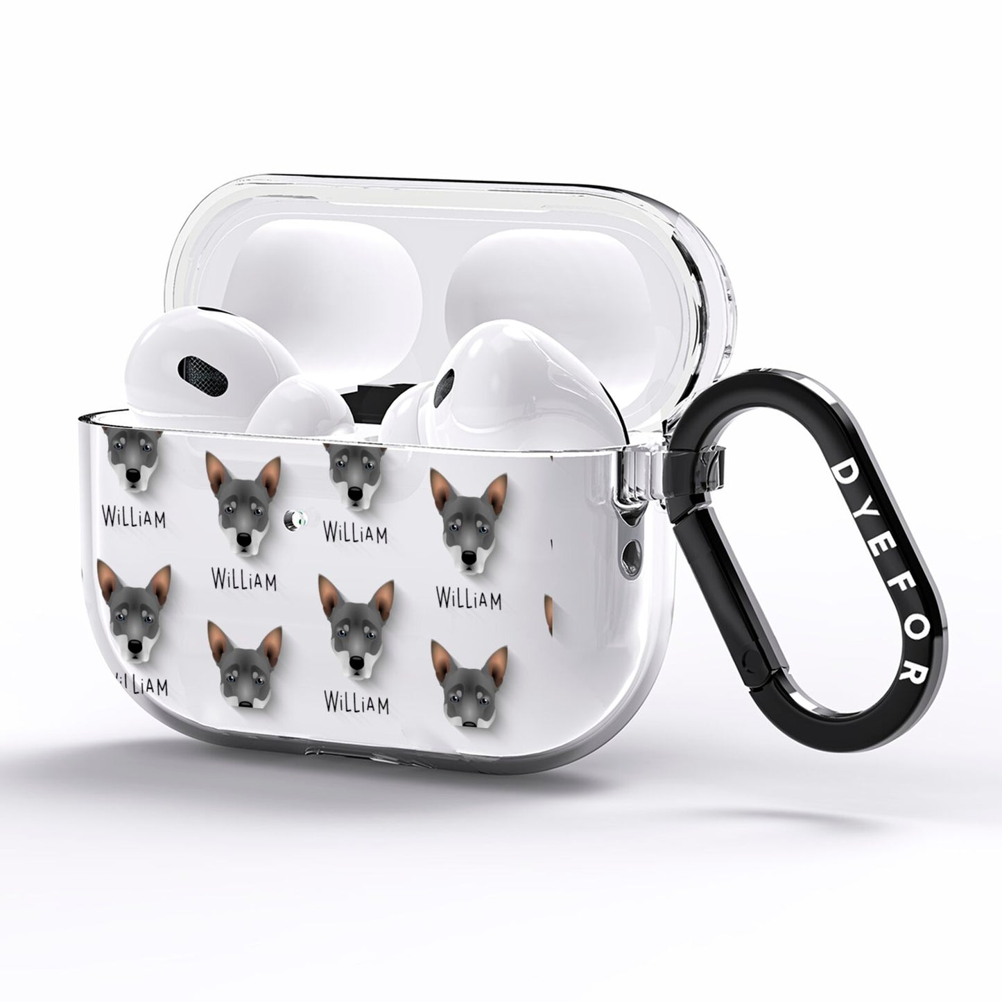 Australian Working Kelpie Icon with Name AirPods Pro Clear Case Side Image