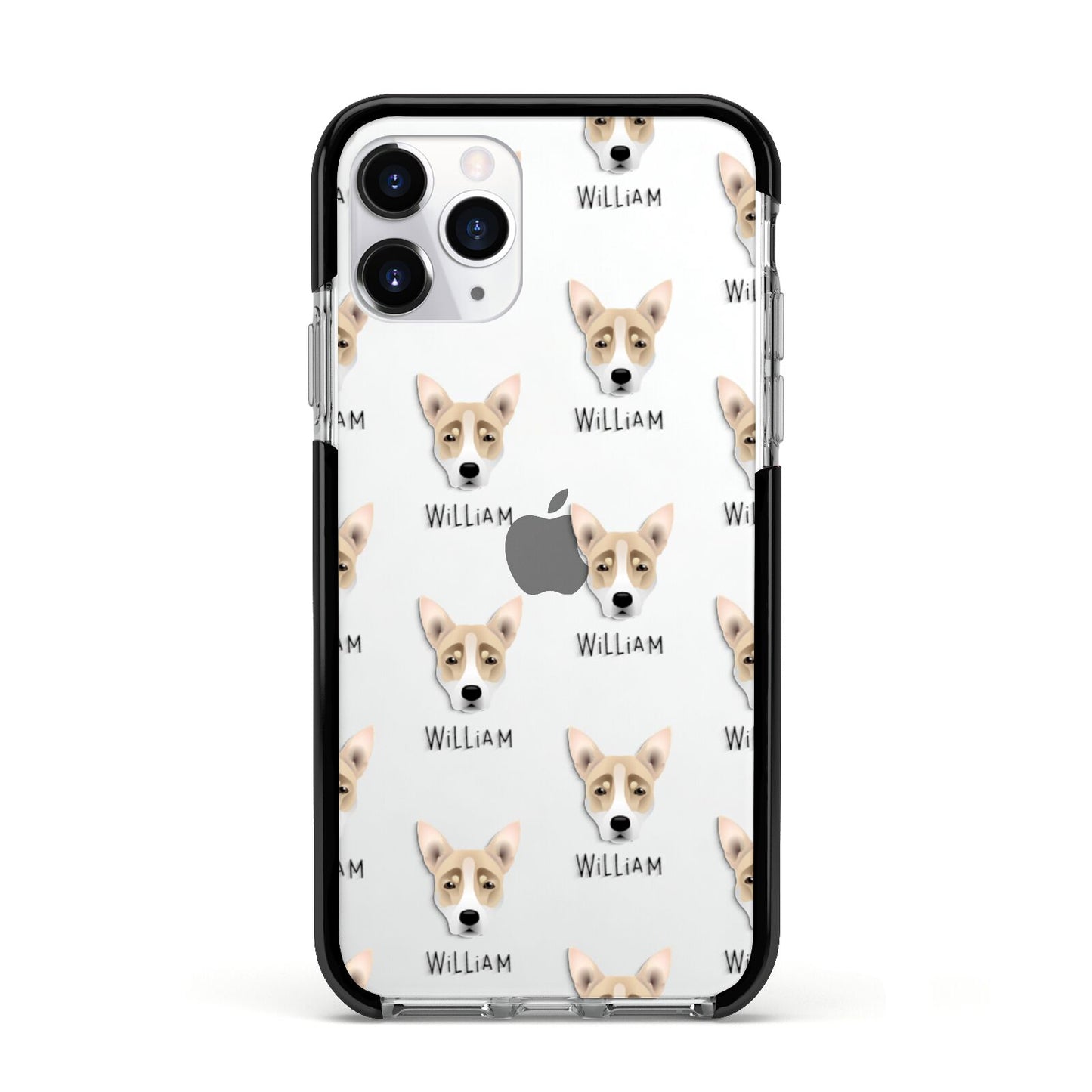 Australian Working Kelpie Icon with Name Apple iPhone 11 Pro in Silver with Black Impact Case