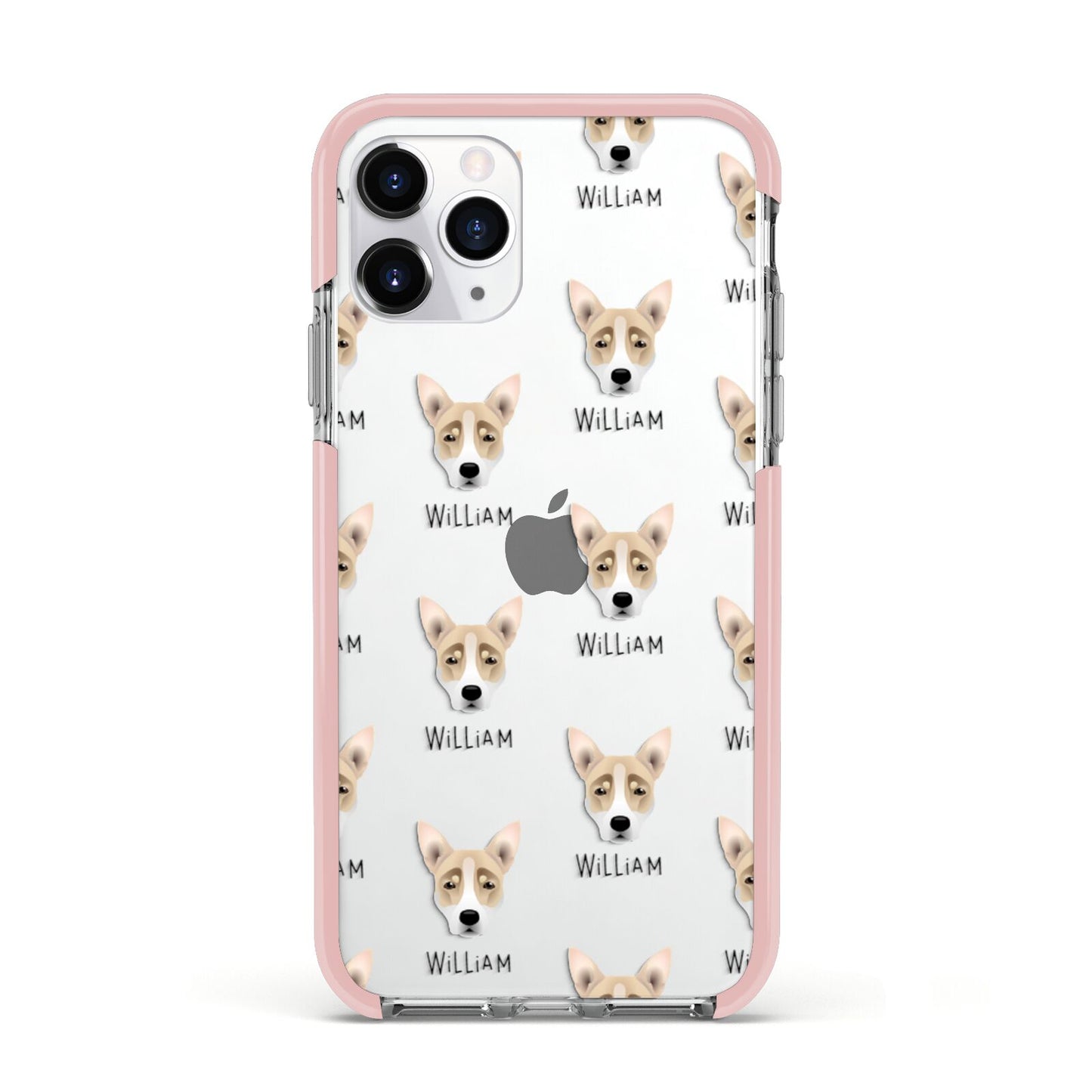 Australian Working Kelpie Icon with Name Apple iPhone 11 Pro in Silver with Pink Impact Case