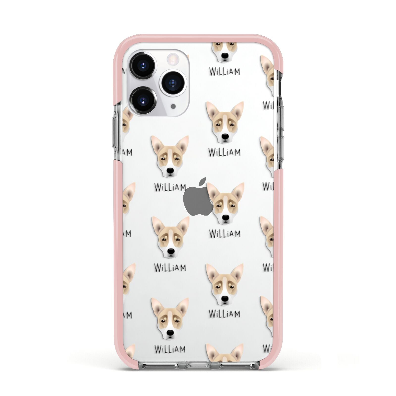 Australian Working Kelpie Icon with Name Apple iPhone 11 Pro in Silver with Pink Impact Case