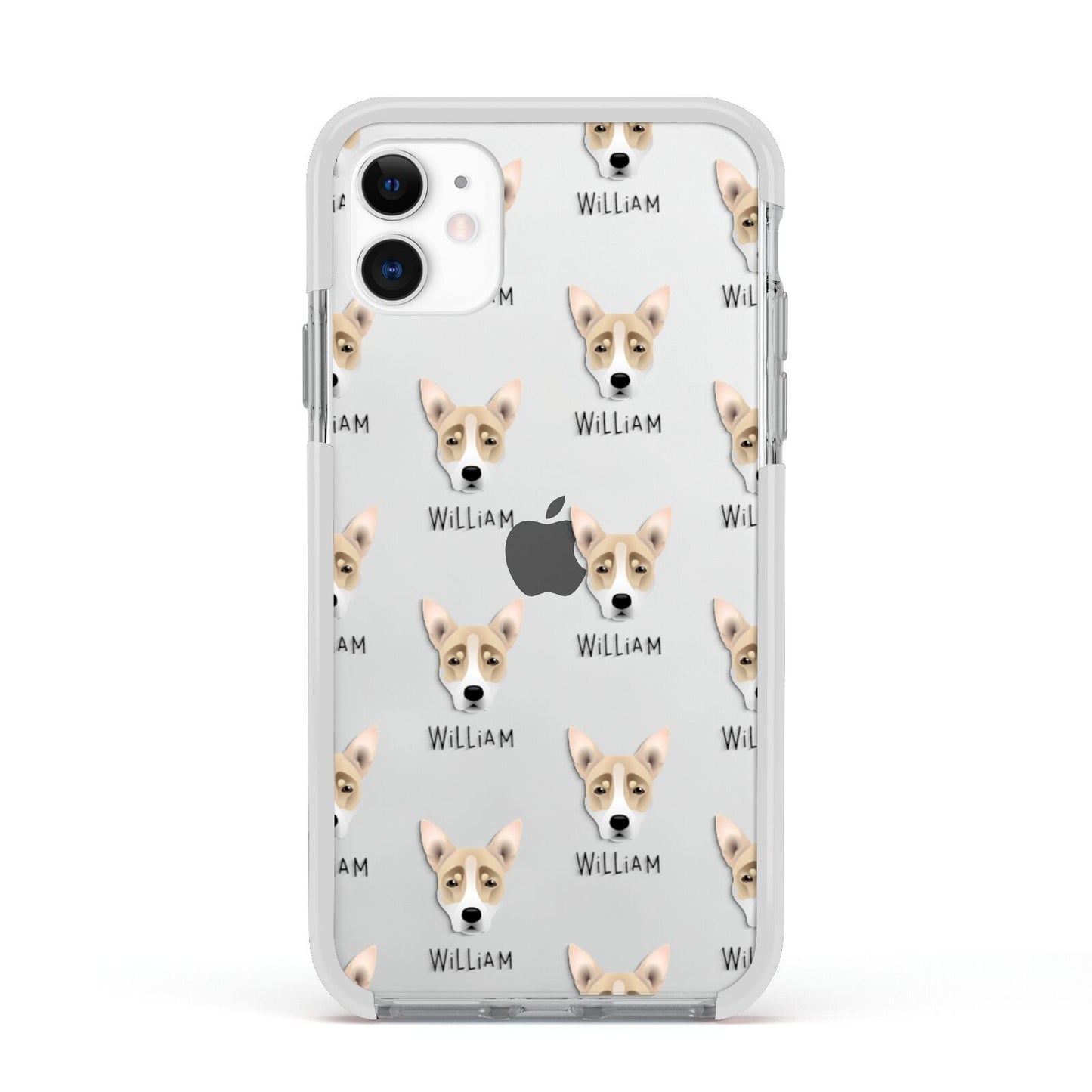 Australian Working Kelpie Icon with Name Apple iPhone 11 in White with White Impact Case