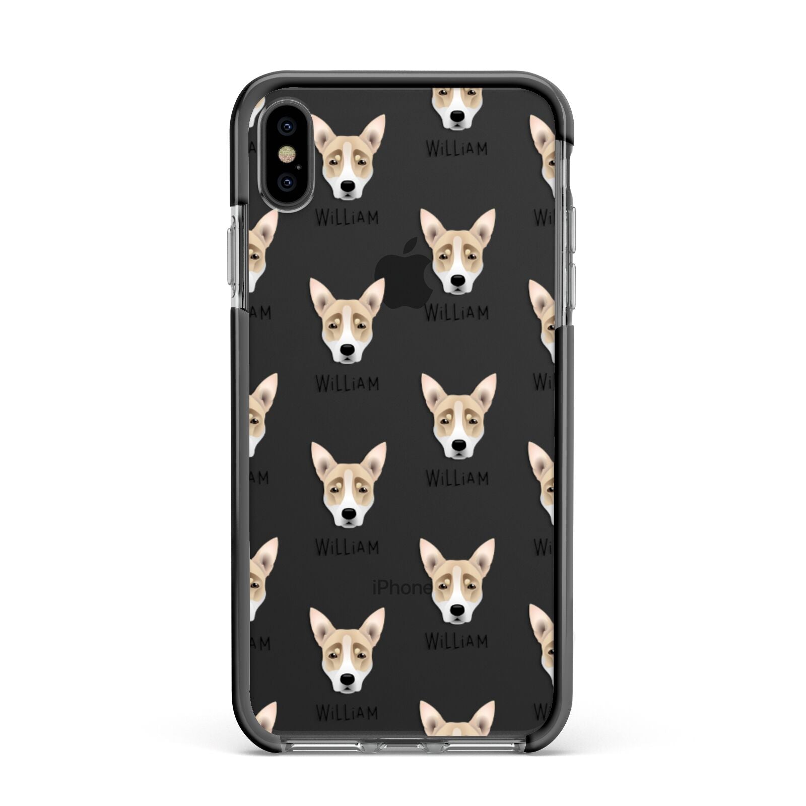 Australian Working Kelpie Icon with Name Apple iPhone Xs Max Impact Case Black Edge on Black Phone
