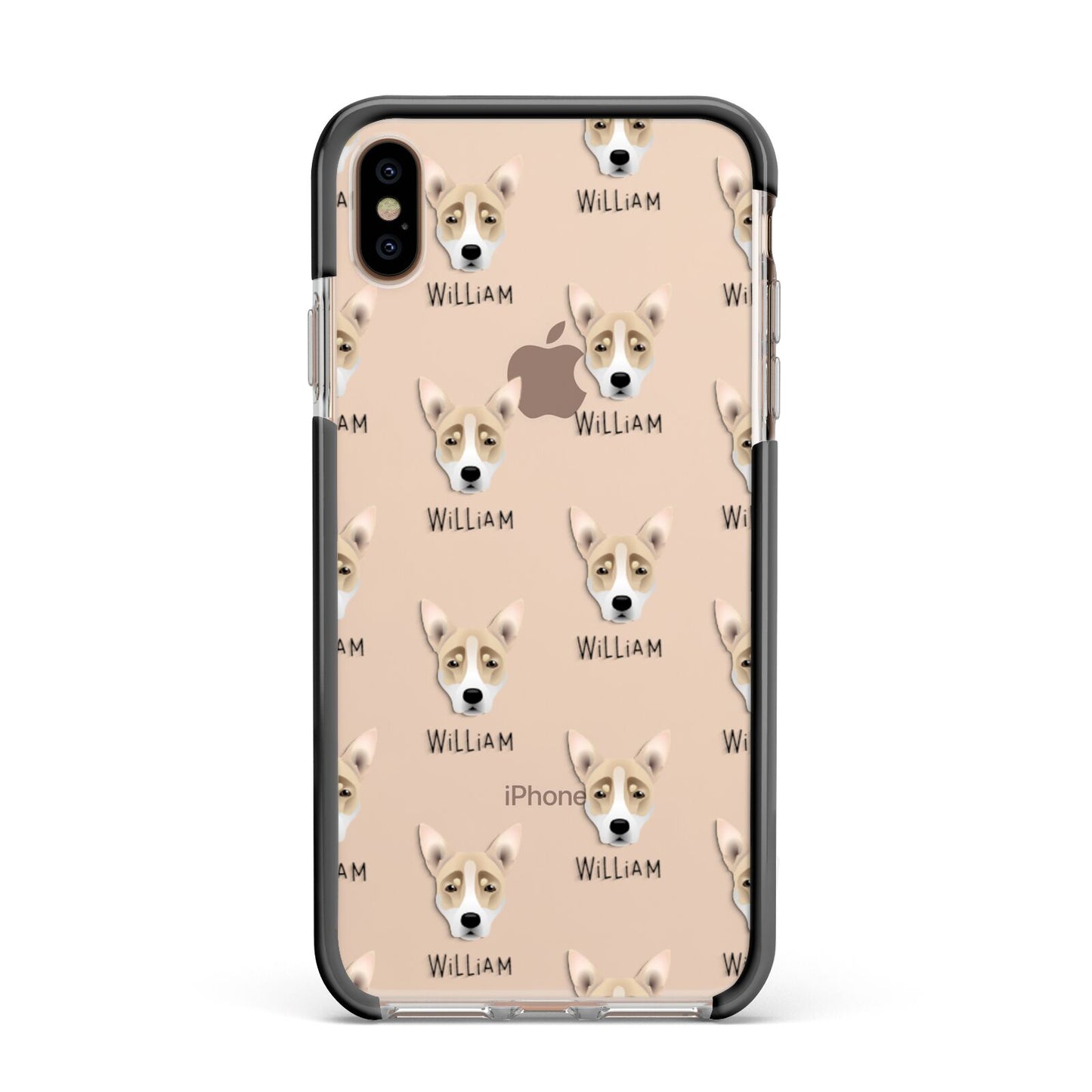 Australian Working Kelpie Icon with Name Apple iPhone Xs Max Impact Case Black Edge on Gold Phone