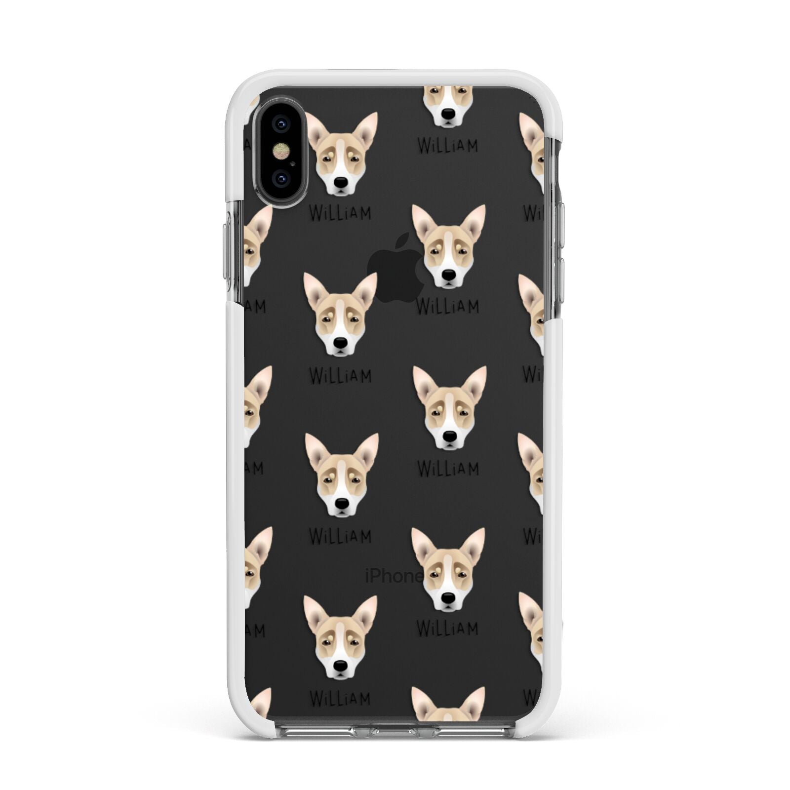 Australian Working Kelpie Icon with Name Apple iPhone Xs Max Impact Case White Edge on Black Phone
